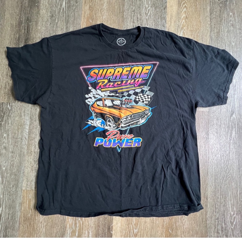 DOM‎ Supreme Racing T-Shirt Mens 2XL Black Muscle Car Pure Power Graphic Tee